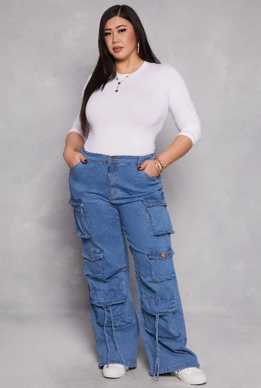 Plus Size Daisy Cargo Wide Leg Jeans