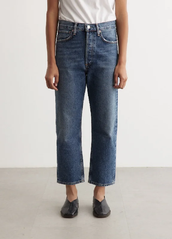 90's Crop Mid Rise Loose Straight Jeans