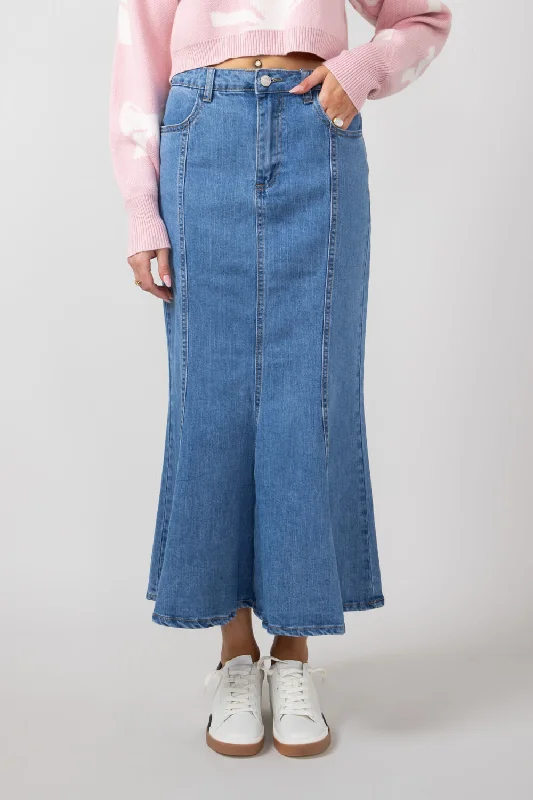 Denim Mermaid Maxi Skirt for Women | MAS2854-DENIM