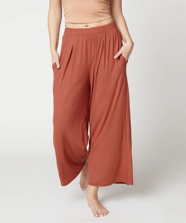 Full Size Bamboo Ankle Length Wide Leg Pants