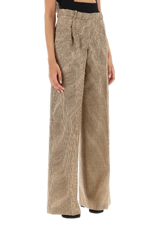 wide leg pants with check motif