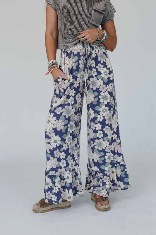 The Nest Happy Petal Wide Leg Pants - Denim