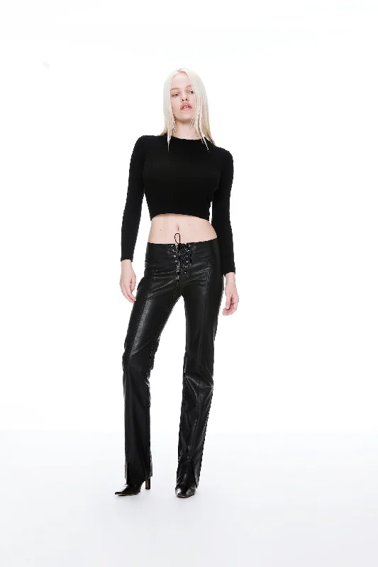 ELEMENT LACE UP PANT - BLACK VEGAN LEATHER