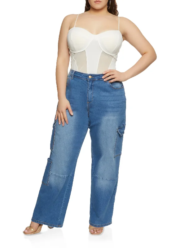 Plus Size WAX Wide Leg Cargo Jeans