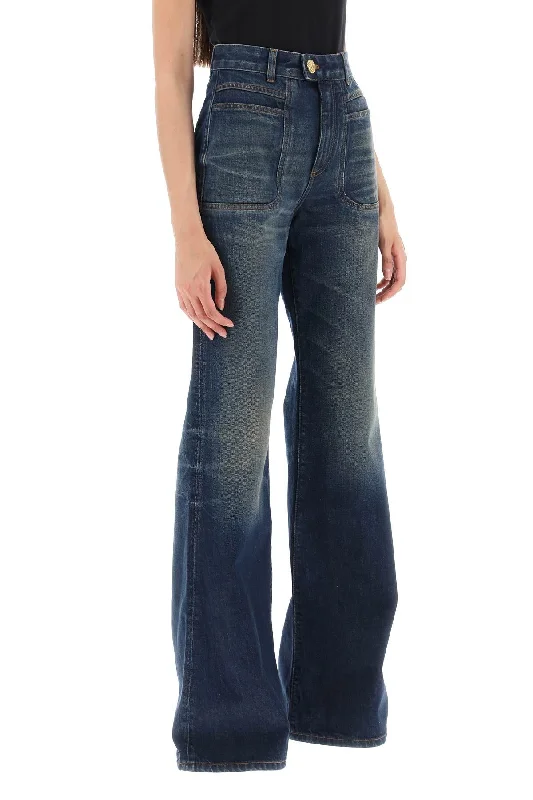 wide leg jeans with dark wash